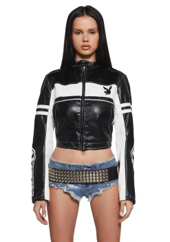 Playboy by Dolls Kill Outerwear|Plus*Rev Me Up Moto Jacket