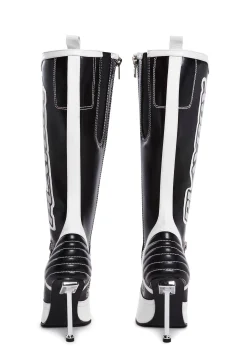 Playboy by Dolls Kill Boots*Revved Up Ready Moto Boots - White