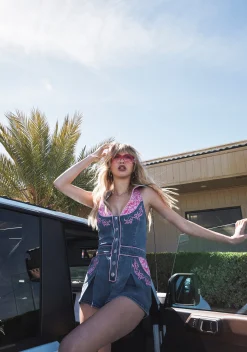 Sugar Thrillz Jumpsuits & Rompers*Rodeo Rendezvous Denim Romper - Blue