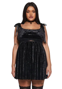 Widow Dresses|Plus*Romantic Mirage Babydoll Dress - Black