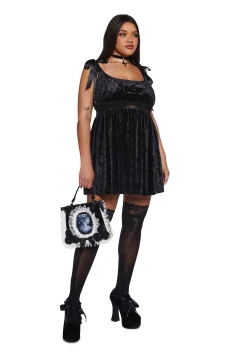 Widow Dresses|Plus*Romantic Mirage Babydoll Dress - Black