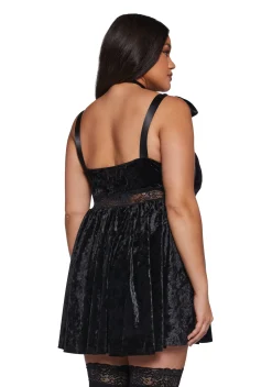 Widow Dresses|Plus*Romantic Mirage Babydoll Dress - Black