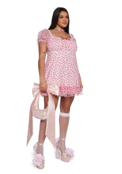 Sugar Thrillz Dresses|Plus*Romantic Words Babydoll Dress - Pink