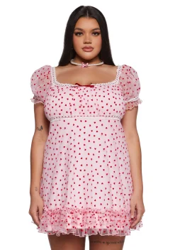 Sugar Thrillz Dresses|Plus*Romantic Words Babydoll Dress - Pink