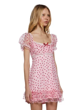 Sugar Thrillz Dresses|Plus*Romantic Words Babydoll Dress - Pink