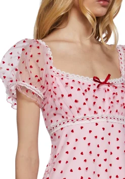 Sugar Thrillz Dresses|Plus*Romantic Words Babydoll Dress - Pink