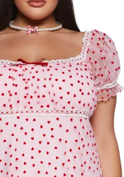 Sugar Thrillz Dresses|Plus*Romantic Words Babydoll Dress - Pink