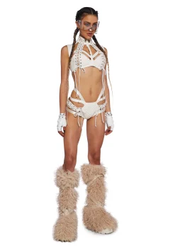 Club Exx Tops*Rude Awakening Harness Bra Top - White