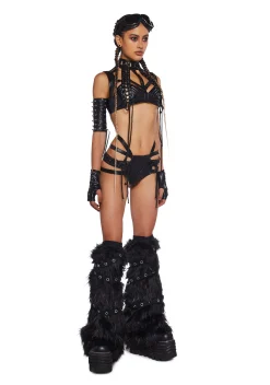 Club Exx Tops*Rude Awakening Harness Bra Top - Black