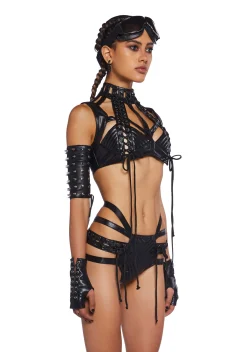 Club Exx Tops*Rude Awakening Harness Bra Top - Black