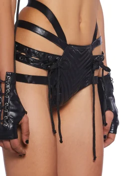 Club Exx Tops*Rude Awakening Harness Bra Top - Black