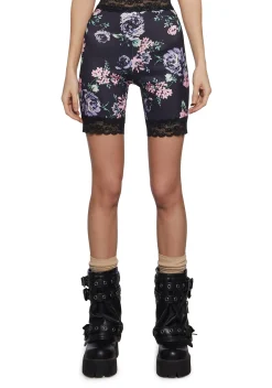 Current Mood Bottoms|Shorts*Rumor Romance Biker Shorts - Black Floral