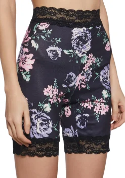 Current Mood Bottoms|Shorts*Rumor Romance Biker Shorts - Black Floral