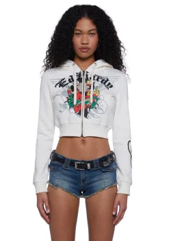Ed Hardy Outerwear|Sweatshirts & Hoodies*Sacred Heart Cropped Hoodie