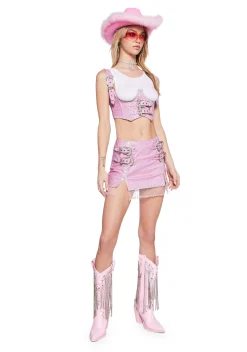 Sugar Thrillz Bottoms|Skirts*Saddle Songs Glitter Mini Skirt