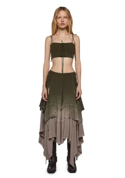 Current Mood Matching Sets|Plus*Sahara Wildflower Maxi Skirt Set - Green