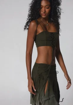 Current Mood Matching Sets|Plus*Sahara Wildflower Maxi Skirt Set - Green