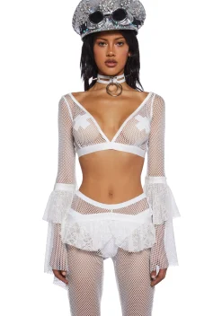 Club Exx Tops*Saints & Sinners Fishnet Crop Top