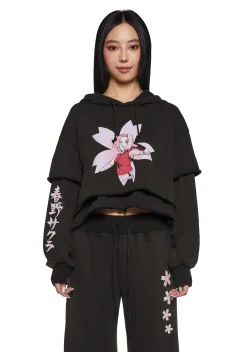 Dolls Kill x NARUTO SHIPPUDEN Outerwear|Sweatshirts & Hoodies*Sakura Cropped Hoodie