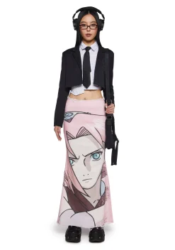 Dolls Kill x NARUTO SHIPPUDEN Bottoms|Skirts*Sakura Denim Maxi Skirt