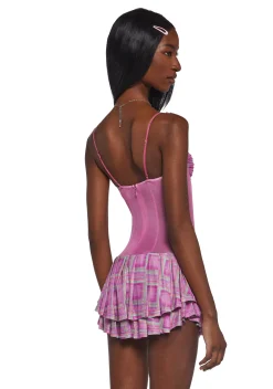 New Pink Dresses|Mini Dresses*Secret Notes Plaid Mini Dress