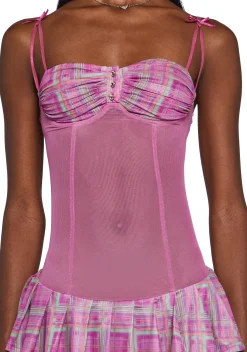 New Pink Dresses|Mini Dresses*Secret Notes Plaid Mini Dress
