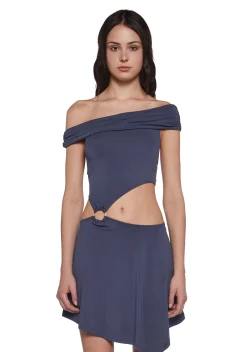 x_BeigeBotany Dresses*Seductive Gaze Cut Out Dress - Blue