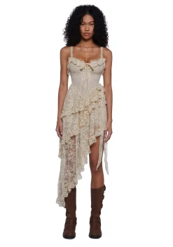 Widow Dresses|Plus*Seductive Silence Midi Dress - Champagne