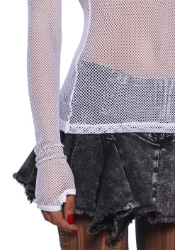 Current Mood Tops*See Thru Me Fishnet Top - White