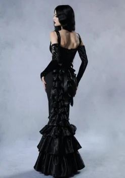 Widow Bottoms|Skirts*Shadowed Grandeur Bustle Maxi Skirt