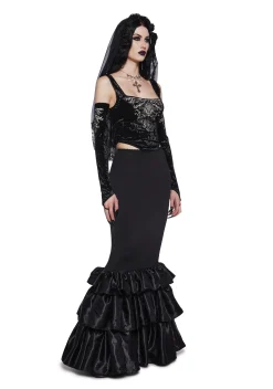Widow Bottoms|Skirts*Shadowed Grandeur Bustle Maxi Skirt