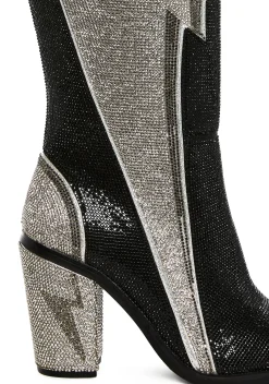 Club Exx Boots*Sheriff Shine Knee High Boots - Noir Ziggy