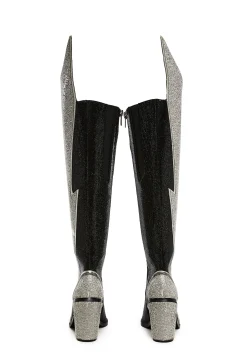 Club Exx Boots*Sheriff Shine Knee High Boots - Noir Ziggy