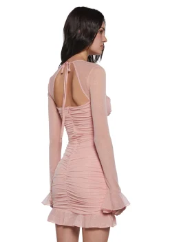 x_Vintage Shop Dresses*Shimmer Glimpses Long Sleeve Dress - Pink