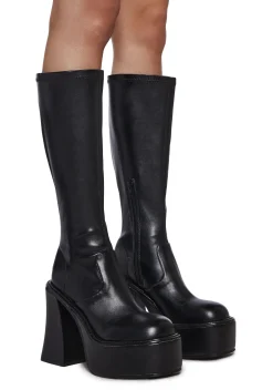 Sugar Thrillz Boots|Platforms*Short And Sweet Knee High Boots - Black