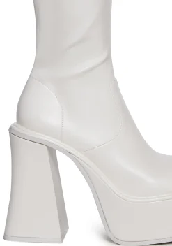 Sugar Thrillz Boots|Platforms*Short And Sweet Knee High Boots - White