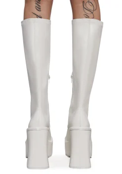 Sugar Thrillz Boots|Platforms*Short And Sweet Knee High Boots - White