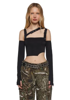 Poster Grl Tops*Shut Up Touch Me Strappy Crop Top