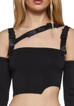 Poster Grl Tops*Shut Up Touch Me Strappy Crop Top