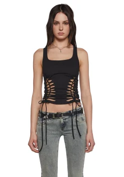 Current Mood Tops|Plus*Sightseeing Slashed Tank Top - Black