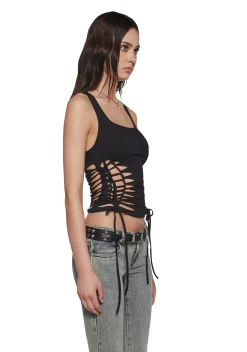 Current Mood Tops|Plus*Sightseeing Slashed Tank Top - Black