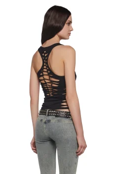Current Mood Tops|Plus*Sightseeing Slashed Tank Top - Black