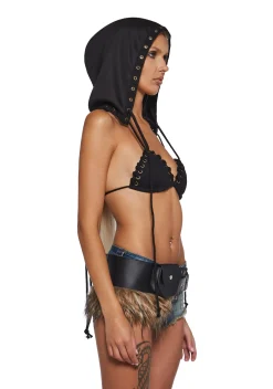 DARKER WAVS Tops*Signal Bikini Top With Hood