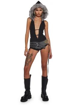DARKER WAVS Jumpsuits & Rompers*Signal Faux Fur Hooded Romper