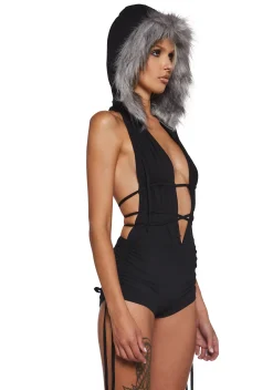 DARKER WAVS Jumpsuits & Rompers*Signal Faux Fur Hooded Romper