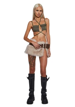 DARKER WAVS Bottoms|Skirts*Signal Fur Wrap Skirt