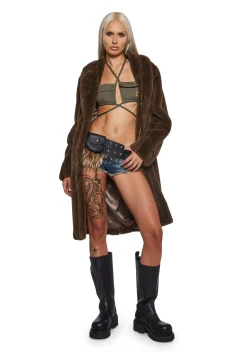 DARKER WAVS Outerwear*Signal Maxi Faux Fur Coat