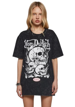 Dolls Kill x Von Dutch Tops*Skull Graphic Oversized Tee