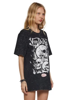 Dolls Kill x Von Dutch Tops*Skull Graphic Oversized Tee