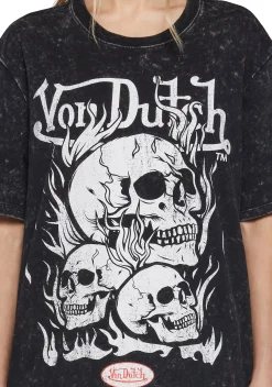 Dolls Kill x Von Dutch Tops*Skull Graphic Oversized Tee
